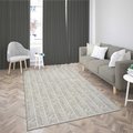 Deerlux Living Room Area Rug with Nonslip Backing, Abstract Beige Chevron Strokes Pattern, 8 x 10 ft Large QI003641.L